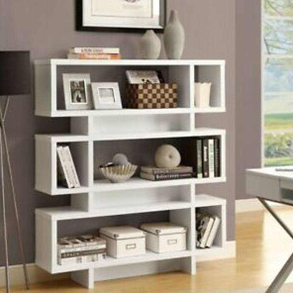 55" Modern HollowCore Bookcase Bookcase White 52 x 63 Bed Bath